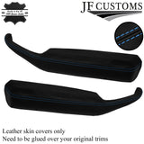L BLUE STITCH LEATHER 2X DOOR HANDLE ARMREST COVER FOR CORVETTE C3 1978-1982