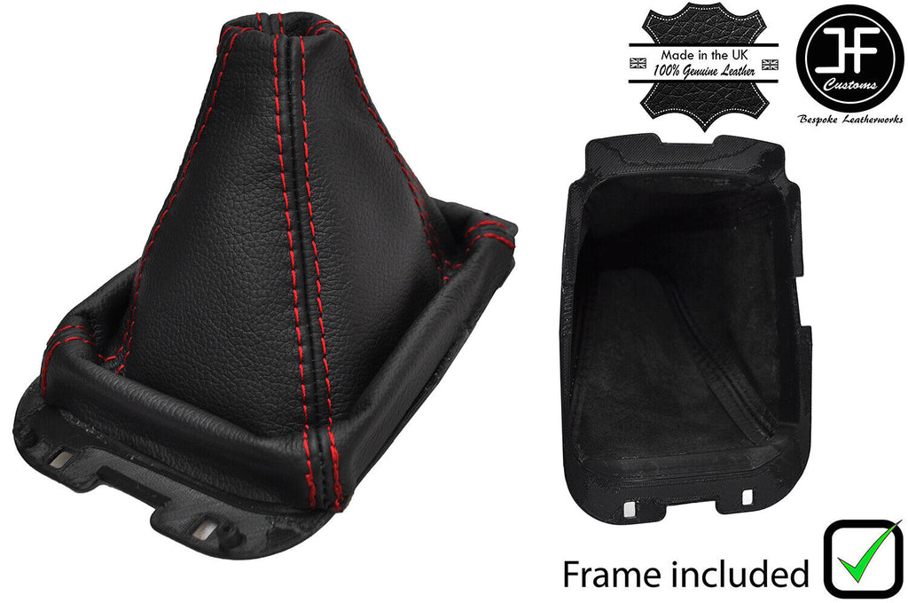 RED STITCH LEATHER GEAR GAITER+PLASTIC FRAME FITS FORD ECOSPORT 2013-2017