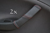 FITS SEAT ALTEA  2X DOOR HANDLE LEATHER COVERS red stitching CUSTOM NEW