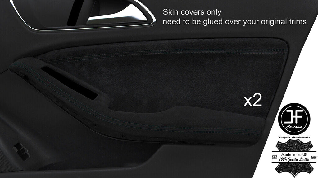 BLACK STITCH 2X FRONT DOOR CARD TRIM SUEDE COVERS FOR MERCEDES GLA CLASS 14-18