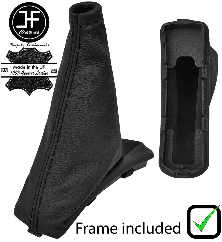 BLACK STITCH LEATHER HANDBRAKE GAITER+PLASTIC FRAME FOR CHEVROLET SPARK 10-15