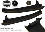 YELLOW STITCH 2X DOOR SILL TRIM TOP GRAIN LEATHER COVER FOR LOTUS ELISE S2 07-11