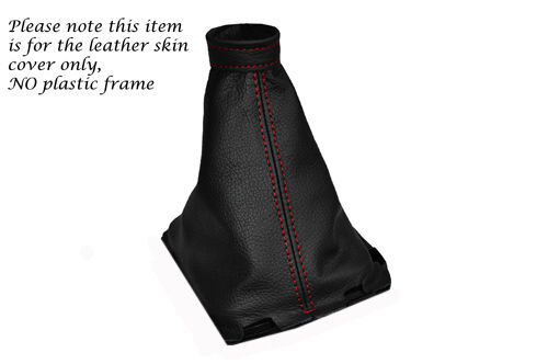 FITS LANCIA DELTA INTEGRALE LEATHER GEAR BLACK  GAITER COVER RED STITCHING