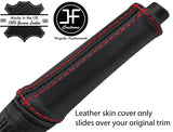 RED STITCHING REAL LEATHER HANDBRAKE HANDLE COVER FITS FIAT DOBLO 2010-2015