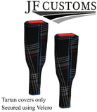 L BLUE STITCH RED TARTAN 2X SEAT BELT TALL COVERS FOR VW GOLF MK7 VII 13-18