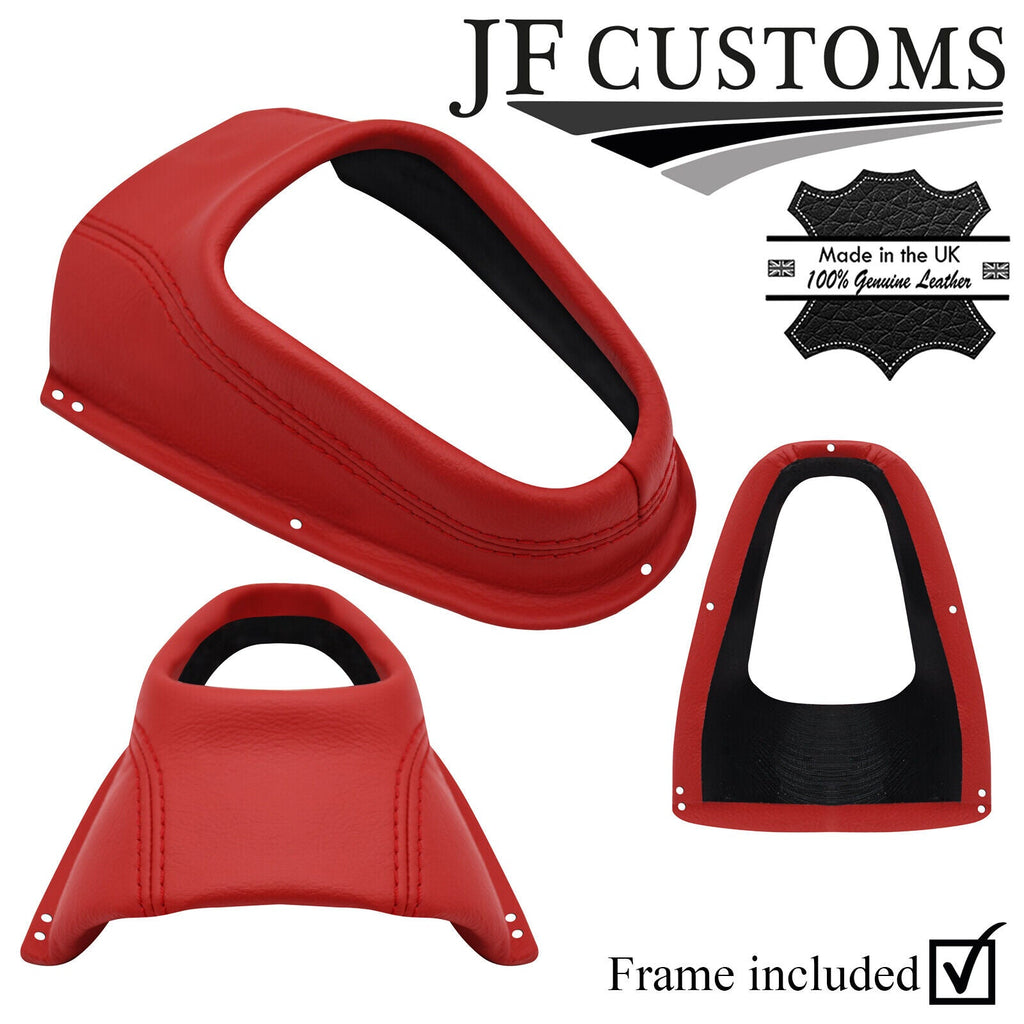 D RED ITALIAN LEATHER GEAR SURROUND GAUNTLET COVER+FRAME FOR JAGUAR E TYPE S2