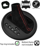RED STITCH SUEDE AUTO AUTOMATIC GEAR GAITER + TOP RING FOR VW T5 2003-2015