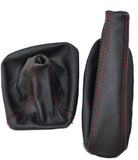 RED DOUBLE STITCH FITS BMW E34 LEATHER GEAR HAND BRAKE GAITERS CUSTOM NEW