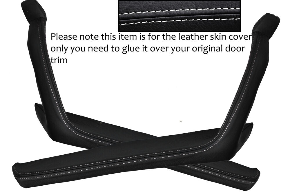 WHITE STITCH 2X DOOR HANDLE ARMREST TRIM SKIN COVER FITS PORSCHE 914 1969-1976