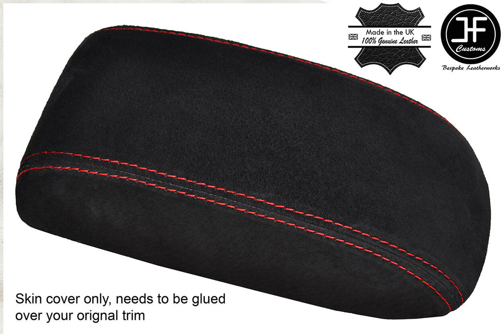 RED STITCHING REAL SUEDE ARMREST LID COVER FITS LEAF 2010-2017 CUSTOM NEW