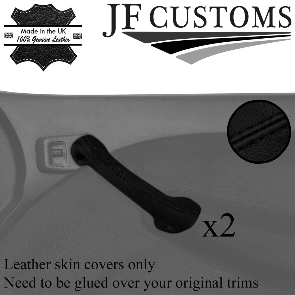 BLACK STITCH LEATHER 2X FRONT DOOR HANDLE COVER FOR ROVER 45 MG ZS 99-05 JF1