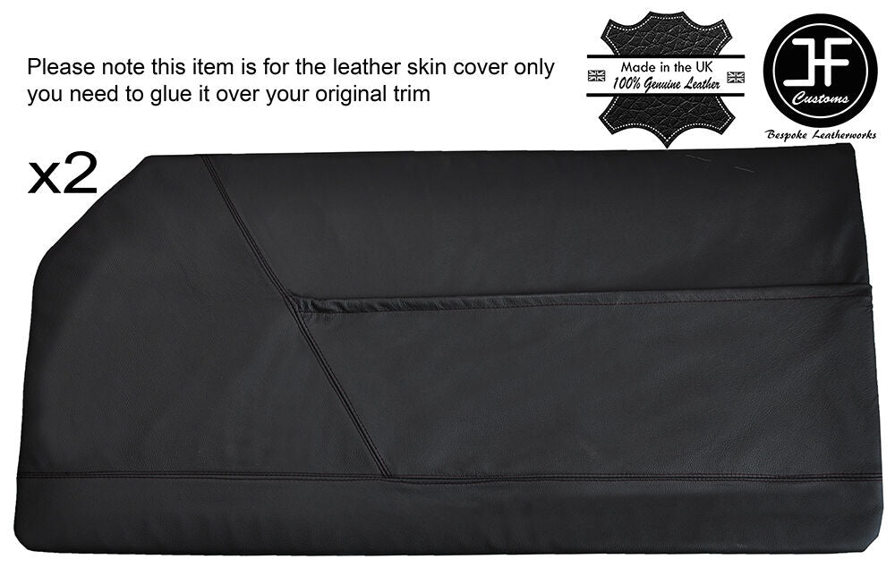 BLACK STITCH 2X FRONT DOOR CARD LEATHER COVER FITS TRIUMPH VITESSE CONVERTIBLE