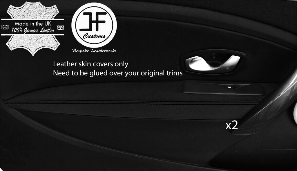 BLACK STITCH 2X DOOR ARMREST LEATHER COVER FOR RENAULT MEGANE MK3 08-16 COUPE