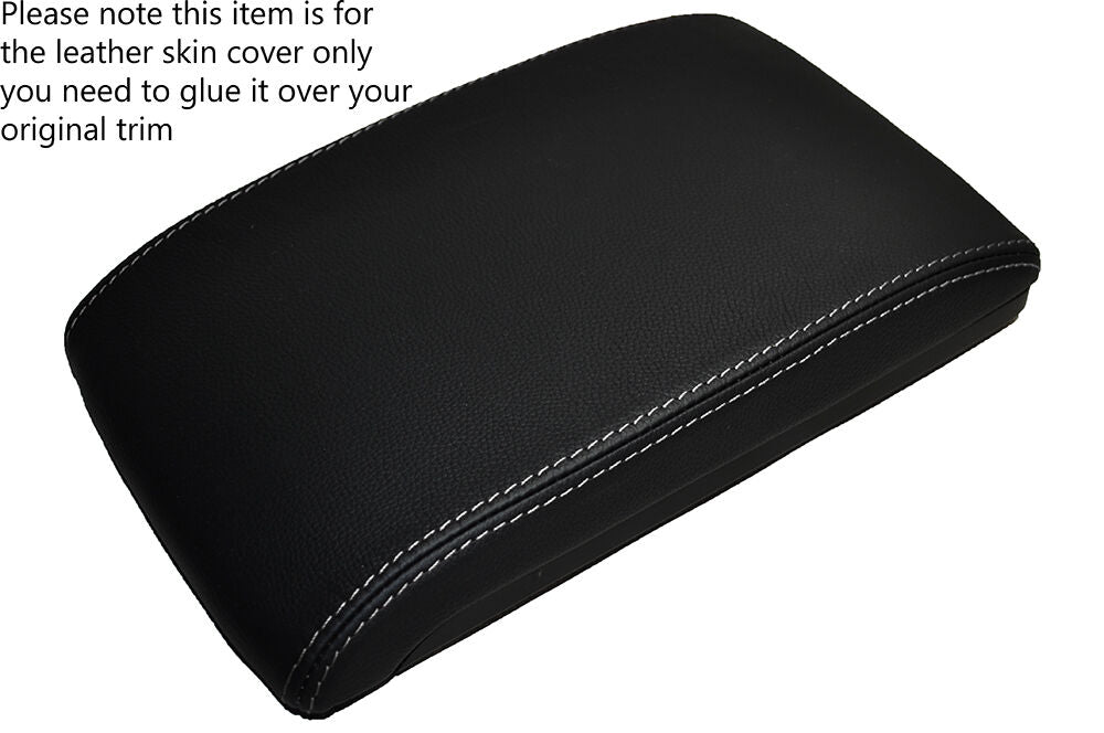 WHITE STITCHING LEATHER ARMREST LID SKIN COVER FITS SUBARU LEGACY 2006-2009 2L