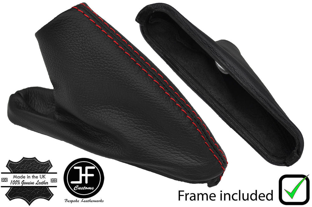 RED STITCH LEATHER HANDBRAKE GAITER WITH PLASTIC FRAME FITS MG MGF MGTF 95-05