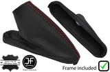 RED STITCH LEATHER HANDBRAKE GAITER WITH PLASTIC FRAME FITS MG MGF MGTF 95-05