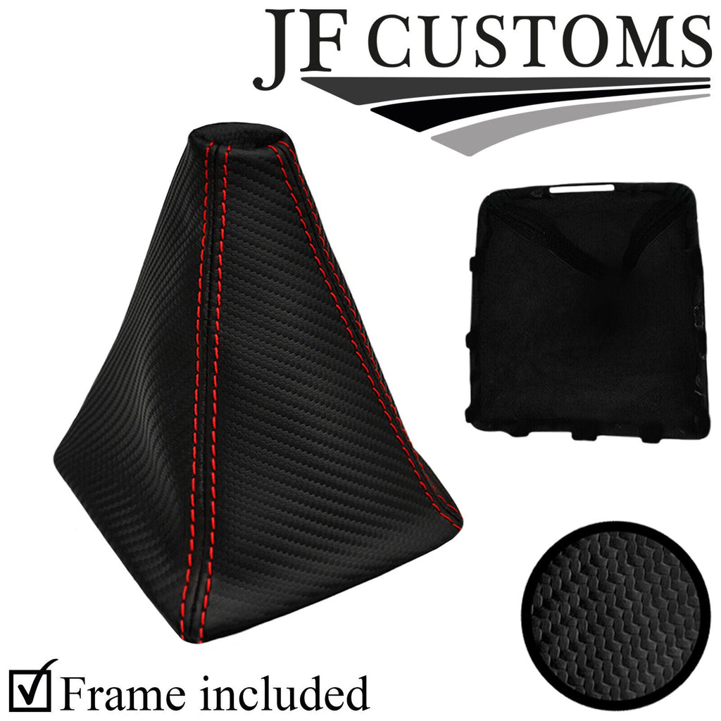 RED STITCH CARBON VINYL GEAR GAITER + FRAME FOR SUBARU IMPREZA WRX STI 08-14