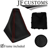 RED STITCH CARBON VINYL GEAR GAITER + FRAME FOR SUBARU IMPREZA WRX STI 08-14