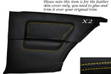 YELLOW STITCH 2X REAR FULL DOOR CARD SKIN COVERS FITS BMW 3 SERIES E30 COUPE 3DR