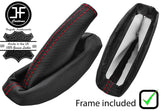 RED STITCH CARBON VINYL HANDBRAKE WITH PLASTIC FRAME FOR VAUXHALL OPEL VX220