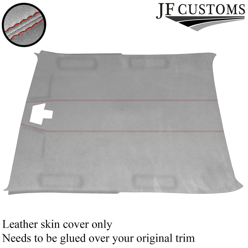 DARK RED STITCH LUXE SUEDE L GREY HEADLINER COVER FITS FORD SIERRA COSWORTH 3 DR