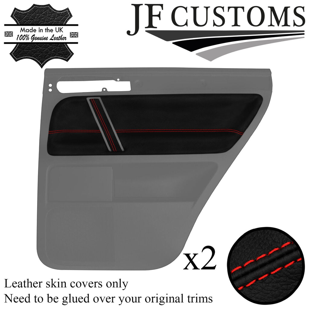 RED STITCH 2X REAR DOOR CARD TRIM + HANDLE COVERS FOR VW TOUAREG 02-11 JF1