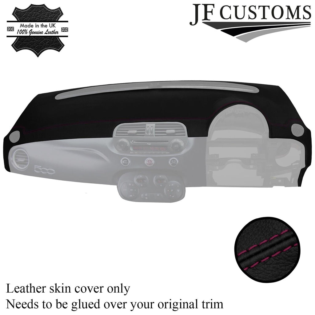 BURGUNDY STITCH LEATHER DASH DASHBOARD COVER FITS FIAT 500 ABARTH 07-16