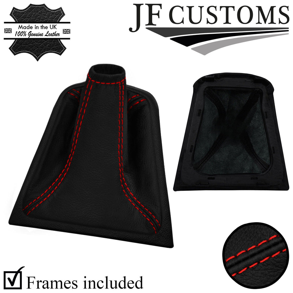RED STITCH ITALIAN LEATHER GEAR GAITER+SURROUND+FRAMES FOR JAUAR X-TYPE 01-11