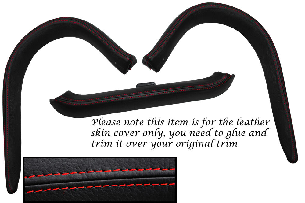 RED STITCH ROLL OVER BAR LEATHER SKIN COVERS FITS PORSCHE 986 BOXSTER 96-04