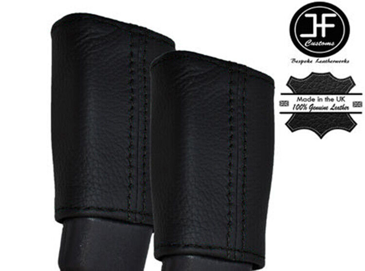 BLACK STITCH 2X SEAT BELT REAL LEATHER COVERS FITS VAUXHALL MERIVA B 2010-2018
