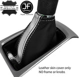 BLACK & WHITE STRIPE REAL LEATHER GEAR GAITER FITS NISSAN MICRA K14 2017-2019