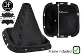 BLACK STITCH LEATHER GEAR GAITER WITH PLASTIC FRAME FITS NISSAN NAVARA 05-12