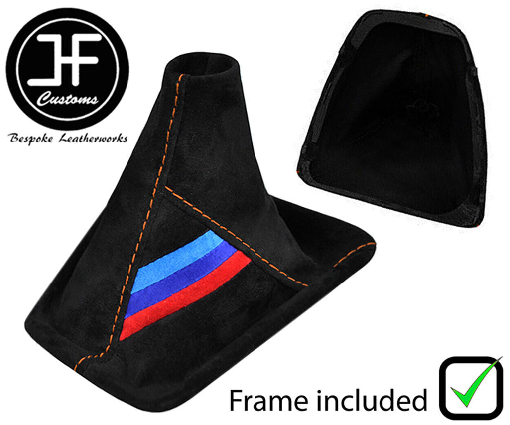 ORANGESTITCH TRI STRIPE MANUAL SUEDE GEAR + PLASTIC FRAME FOR BMW E90 E91 E92