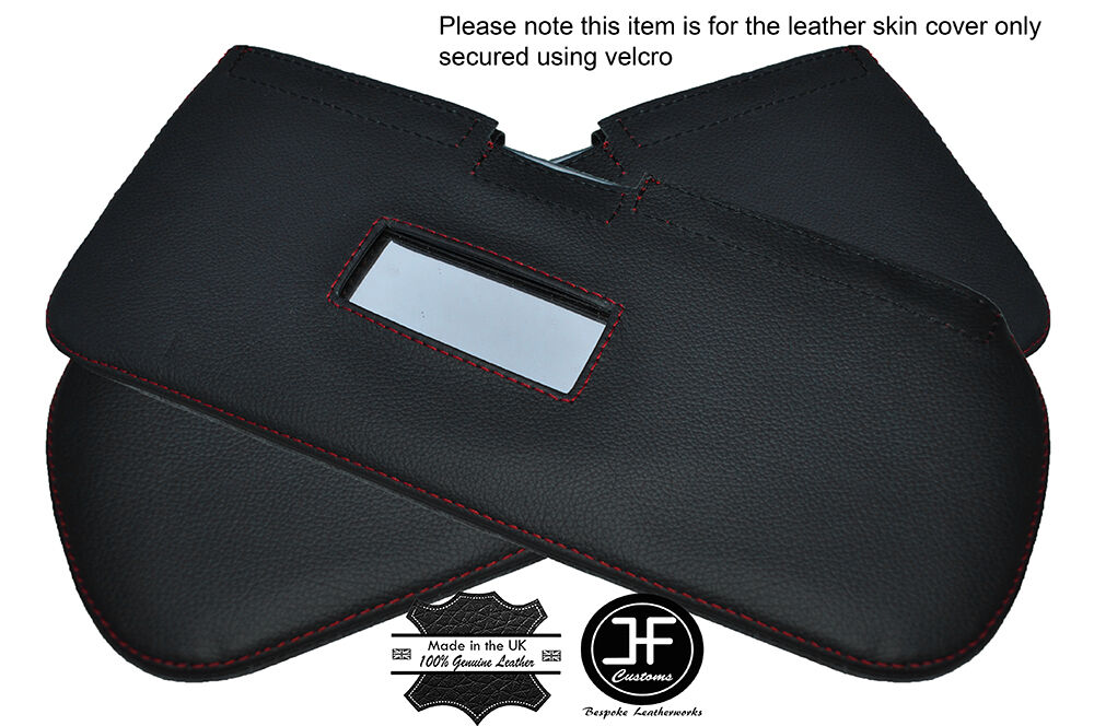 RED STITCHING 2X SUN VISORS LEATHER COVERS FITS FIAT 126 STYLE 2 CUSTOM NEW