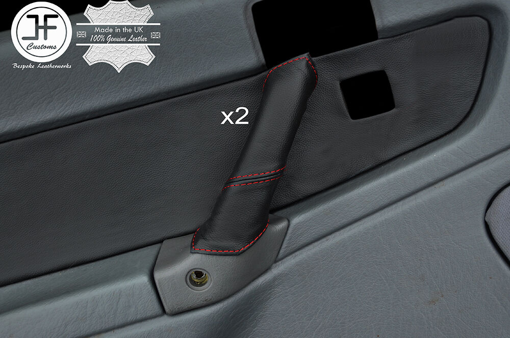 RED STITCH 2X DOOR HANDLE LEATHER COVERS FITS ROVER 200 CABRIO CABRIOLET