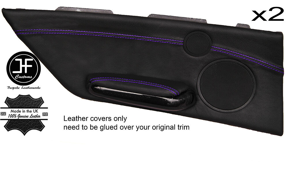 PURPLE STITCH 2X REAR DOOR CARD TRIM LEATHER COVER FOR BMW E46 CONVERTIBLE 98-05