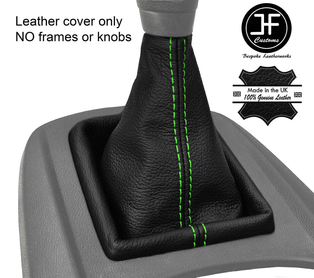 LIME GREEN STITCH FITS FORD FIESTA MK7 2008-2013 GEAR STICK GAITER LEATHER COVER