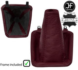 MAROON LEATHER MANUAL GEAR GAITER+PLASTIC FRAME FOR TOYOTA SUPRA MK3 86-93