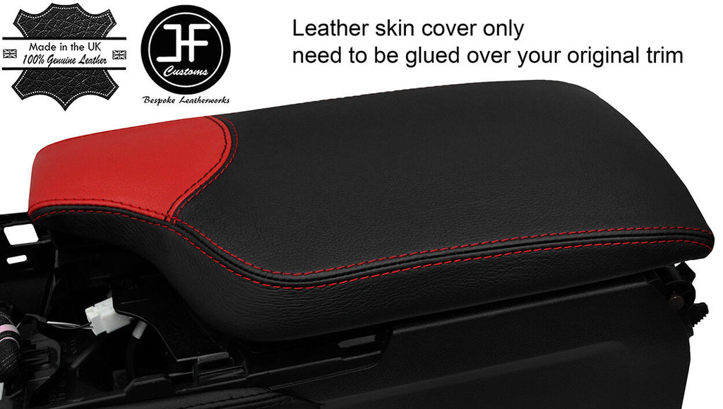 BLACK & RED 2 TONE LEATHER ARMREST LID COVER FOR LEXUS RC 200 300 350 14-18