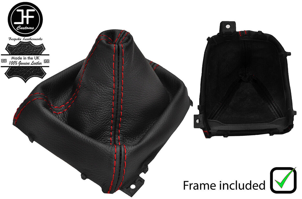 RED STITCH LEATHER MANUAL GEAR GAITER + PLASTIC FRAME FITS MAZDA 6 2013-2016