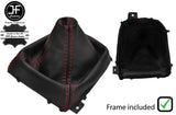 RED STITCH LEATHER MANUAL GEAR GAITER + PLASTIC FRAME FITS MAZDA 6 2013-2016