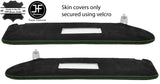 GREEN STITCHING 2X SUN VISOR LUXE SUEDE COVER FOR T6 TRANSPORTER 2 MIRROR CUTOUT