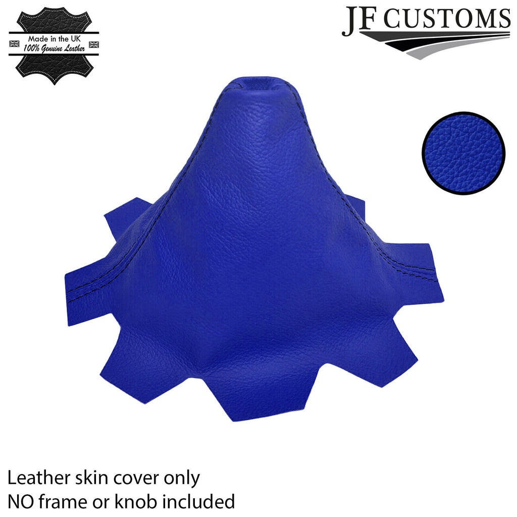 BLUE  LEATHER FITS VW T5 TRANSPORTER GEAR BLACK STITCHING 2003-2010 CUSTOM NEW