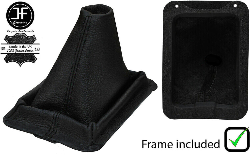 BLACK STITCH REAL LEATHER GEAR GAITER + PLASTIC FRAME FITS FORD CAPRI MK1