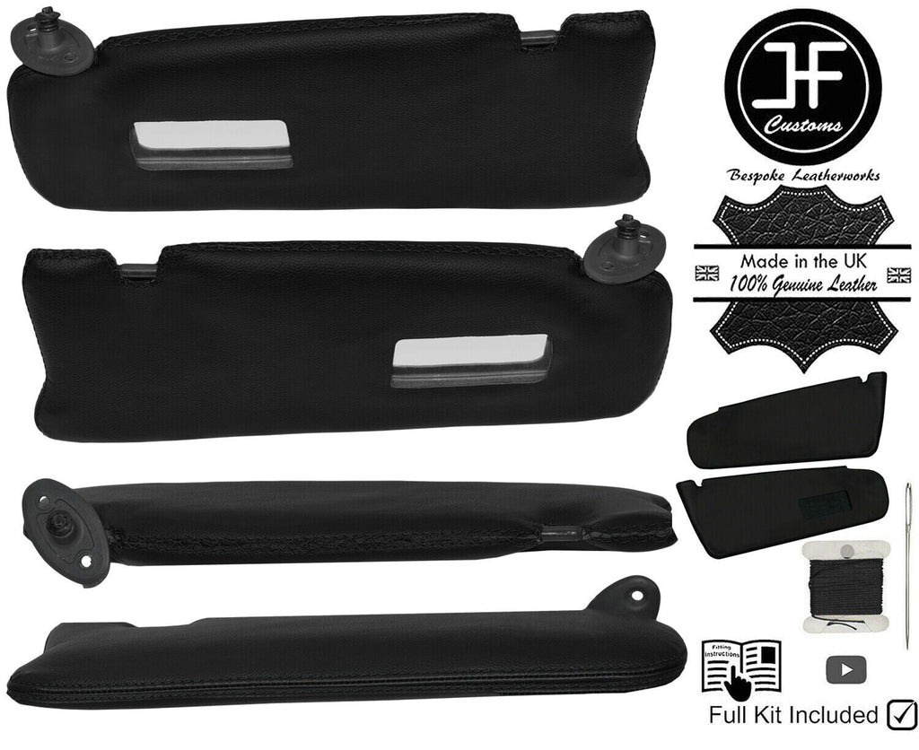 BLACK CROSS STITCH 2X SUN VISOR LEATHER COVERS FOR TOYOTA SUPRA MK3 86-93