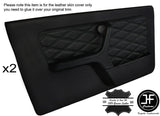 BLACK DIAMOND STITCH 2X FRONT DOOR CARD LEATHER COVERS FOR BMW E30 CONVERTIBLE