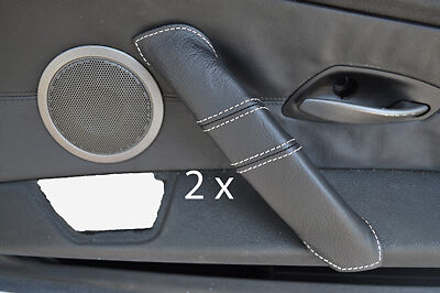 white stitch FITS BMW Z4 E85 03-11 2X DOOR HANDLE LEATHER COVERS CUSTOM NEW