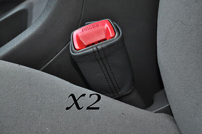 BLACK STITCH FITS TOYOTA HILUX 05-13 2X FRONT SEAT BELT STALK LEATHER COVERS