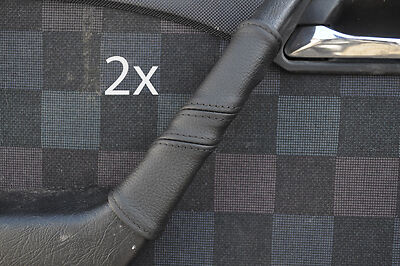 black stitch FITS MERCEDES C CLASS W202 93-97 2X DOOR HANDLE LEATHER COVERS