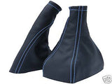 FITS VAUXHALL OPEL VECTRA B LEATHER GEAR GAITER HANDBRAKE BLUE STITCHING